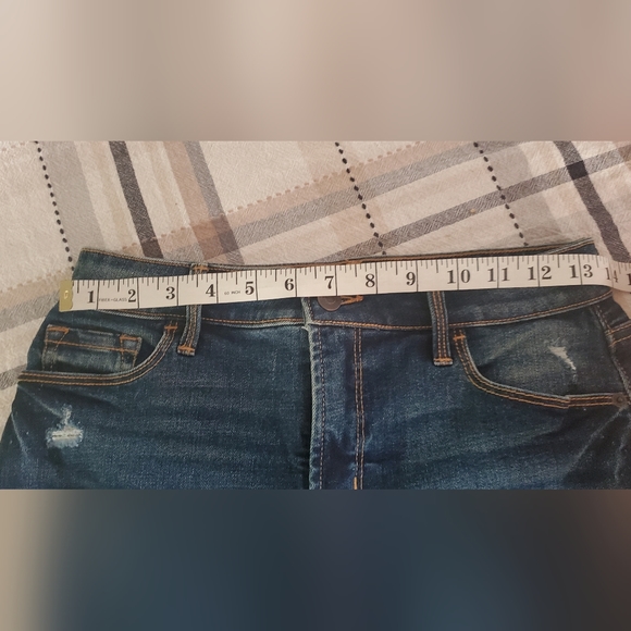 OLD NAVY DISTRESSED HIGH WAISTED JEAN SHORTS WITH RAW HEMLINE - Picture 3 of 5